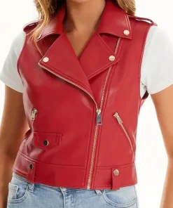 womens-sleeveless-red-faux-leather-biker-vest