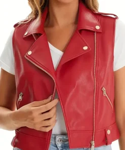 womens-sleeveless-red-faux-leather-biker-vest