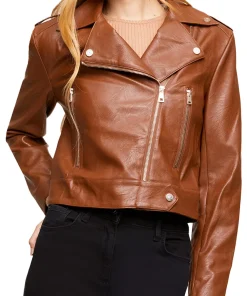 womens-solid-brown-faux-leather-biker-jacket