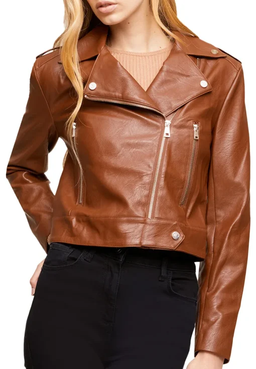 womens-solid-brown-faux-leather-biker-jacket