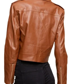 womens-solid-brown-faux-leather-biker-jacket