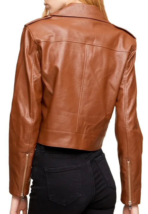 womens-solid-brown-faux-leather-biker-jacket