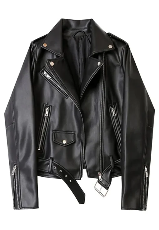 womens-solid-zipper-black-faux-leather-biker-jacket