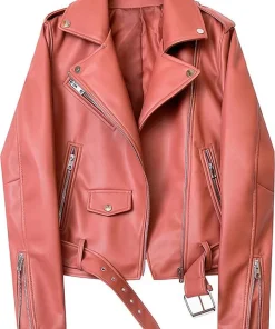 womens-solid-zipper-vintage-pink-faux-leather-biker-jacket