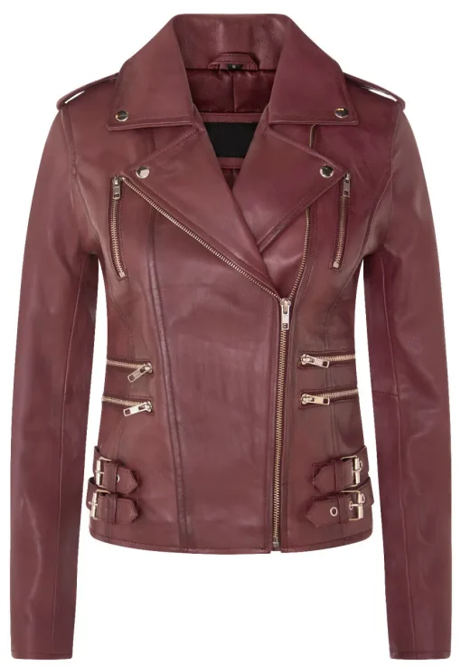 womens-trendy-biker-burgundy-faux-leather-jacket