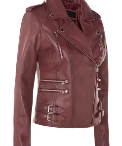 womens-trendy-biker-burgundy-faux-leather-jacket