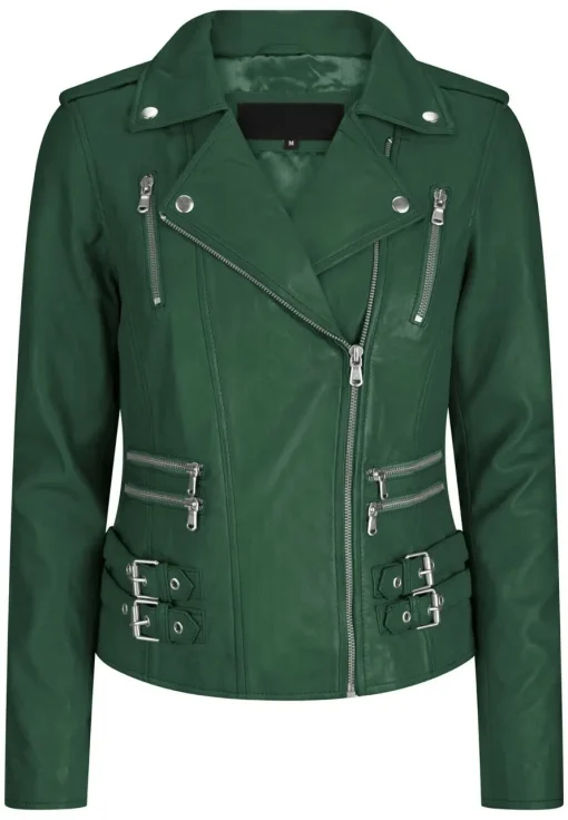 womens-trendy-biker-green-faux-leather-jacket