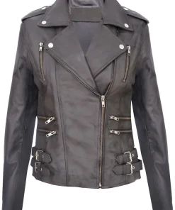 womens-trendy-biker-grey-faux-leather-jacket