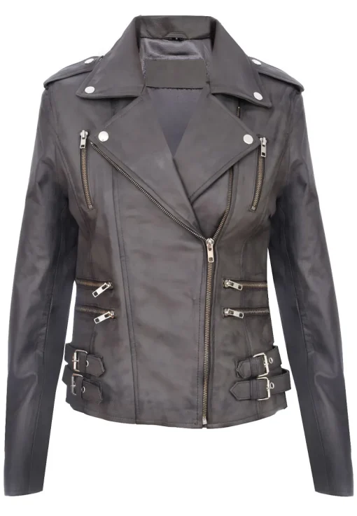 womens-trendy-biker-grey-faux-leather-jacket