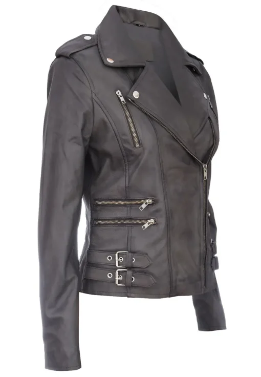 womens-trendy-biker-grey-faux-leather-jacket