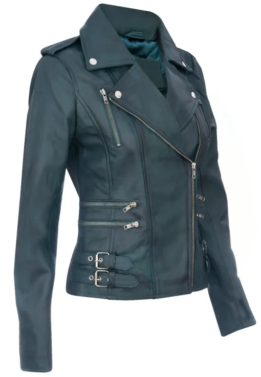 womens-trendy-biker-teal-faux-leather-jacket