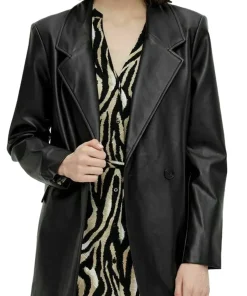 womens-trendy-faux-leather-black-blazer