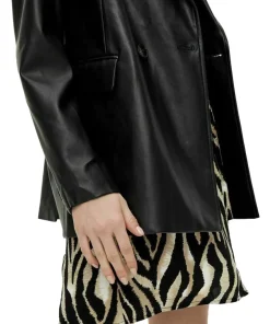 womens-trendy-faux-leather-black-blazer