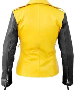 womens-yellow-faux-leather-jacket-with-black-sleeves