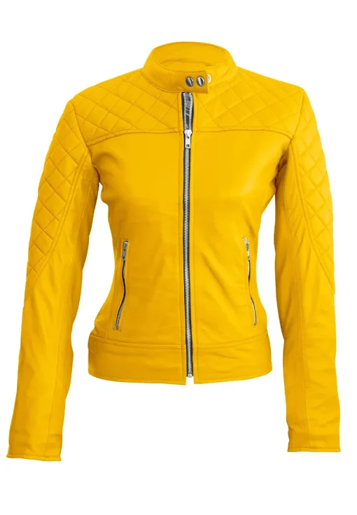 womens-yellow-quilted-faux-leather-jacket