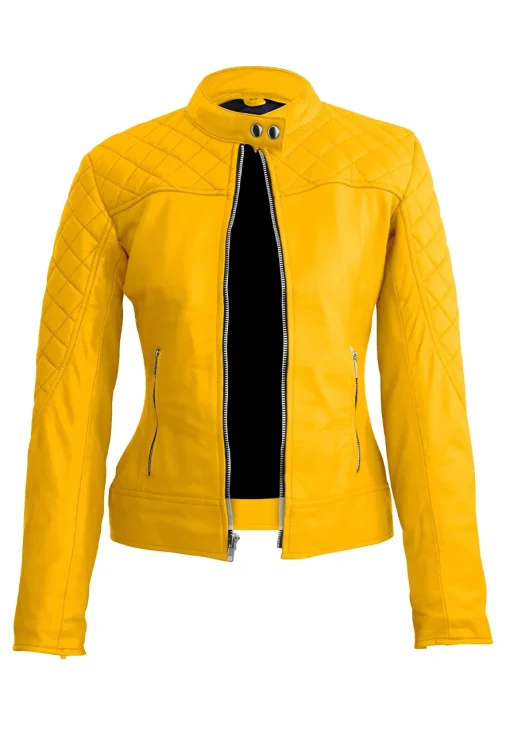 womens-yellow-quilted-faux-leather-jacket