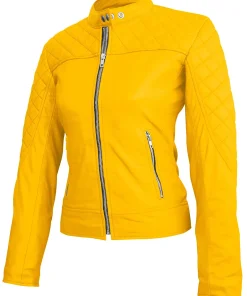 womens-yellow-quilted-faux-leather-jacket