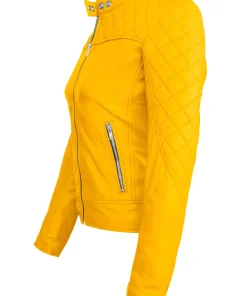 womens-yellow-quilted-faux-leather-jacket
