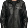 mens-black-faux-leather-shearling-jacket