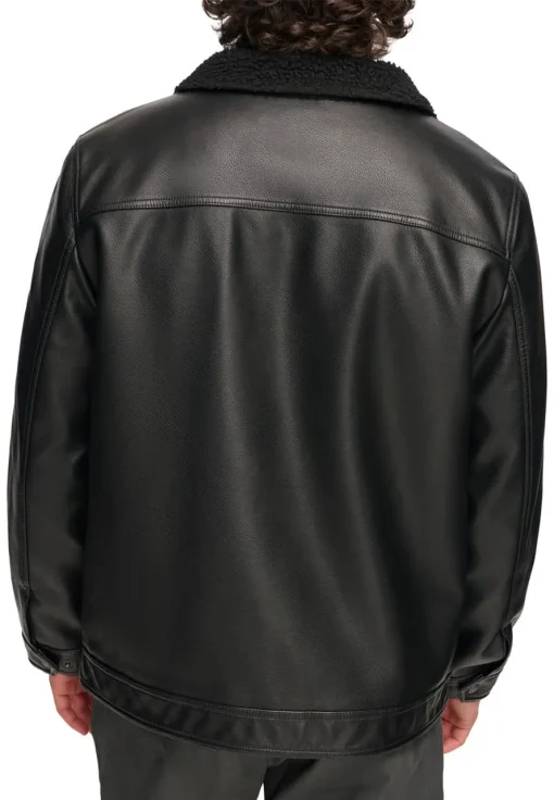 mens-black-faux-leather-shearling-jacket