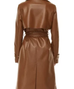 womens-cognac-faux-leather-single-breasted-coat