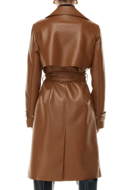 womens-cognac-faux-leather-single-breasted-coat