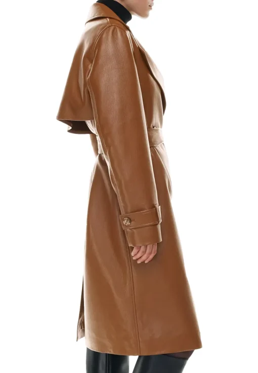 womens-cognac-faux-leather-single-breasted-coat