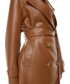womens-cognac-faux-leather-single-breasted-coat