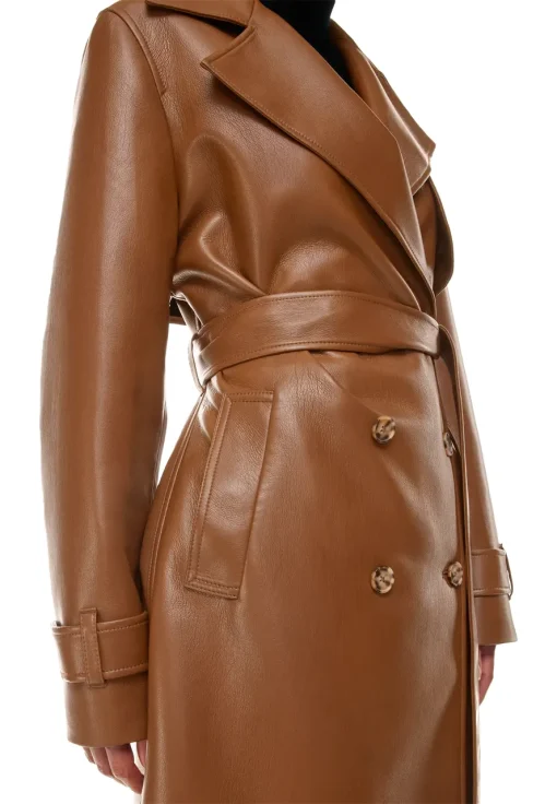 womens-cognac-faux-leather-single-breasted-coat