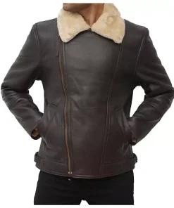 mens-asymmetrical-dark-brown-faux-leather-shearling-jacket
