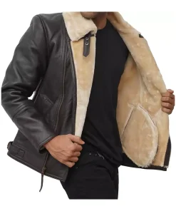 mens-asymmetrical-dark-brown-faux-leather-shearling-jacket