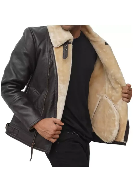 mens-asymmetrical-dark-brown-faux-leather-shearling-jacket