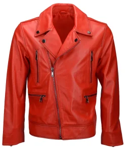 mens-biker-faux-leather-red-jacket