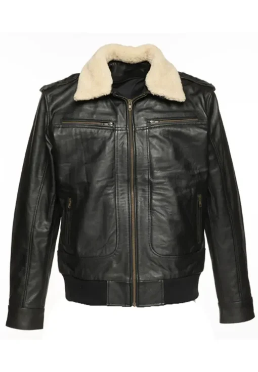 mens-black-faux-leather-bomber-jacket-with-fur-collar