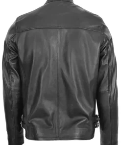 mens-black-faux-leather-cafe-racer-biker-jacket