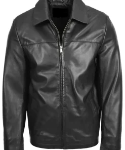 mens-black-faux-leather-classic-jacket