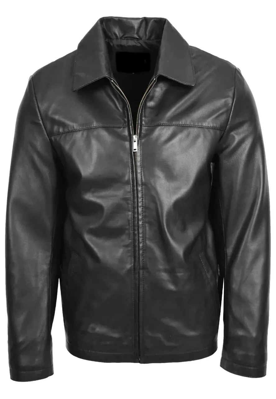 Men's Black Faux Leather Classic Jacket 1 mens-black-faux-leather-classic-jacket