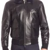 mens-black-faux-leather-jacket-with-blue-fur-collar
