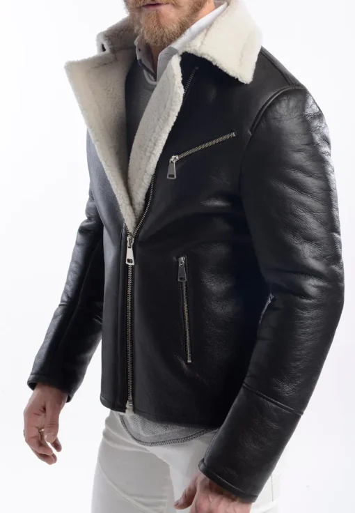 mens-black-faux-leather-white-shearling-jacket