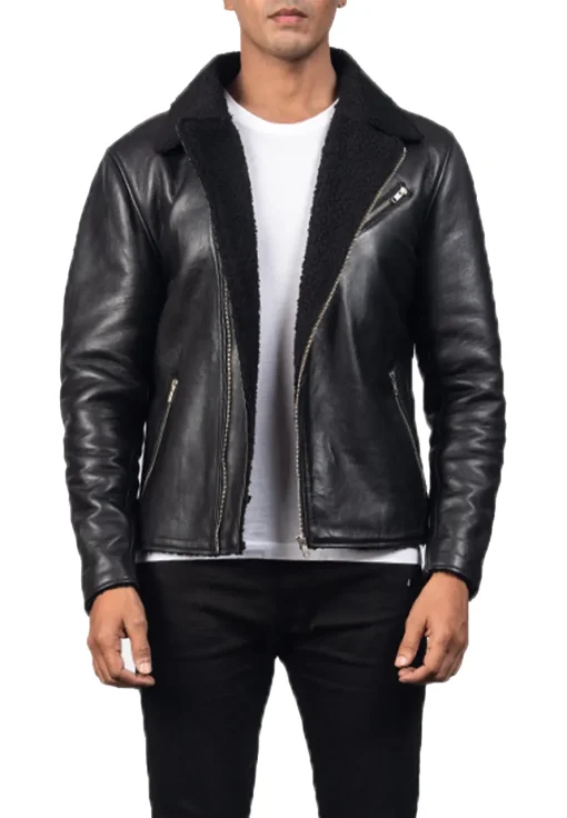 mens-black-shearling-faux-leather-jacket