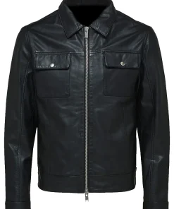 mens-black-trucker-faux-leather-jacket