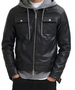 mens-black-trucker-faux-leather-jacket