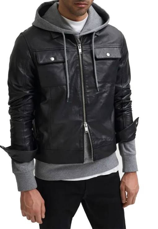 mens-black-trucker-faux-leather-jacket