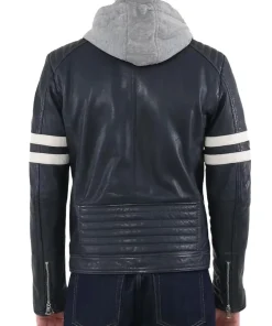 mens-blue-faux-leather-hooded-biker-jacket-with-white-stripes