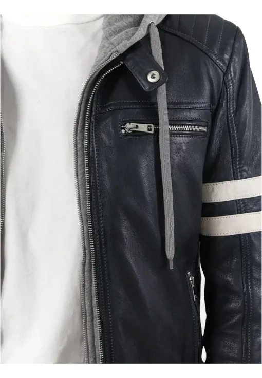 mens-blue-faux-leather-hooded-biker-jacket-with-white-stripes