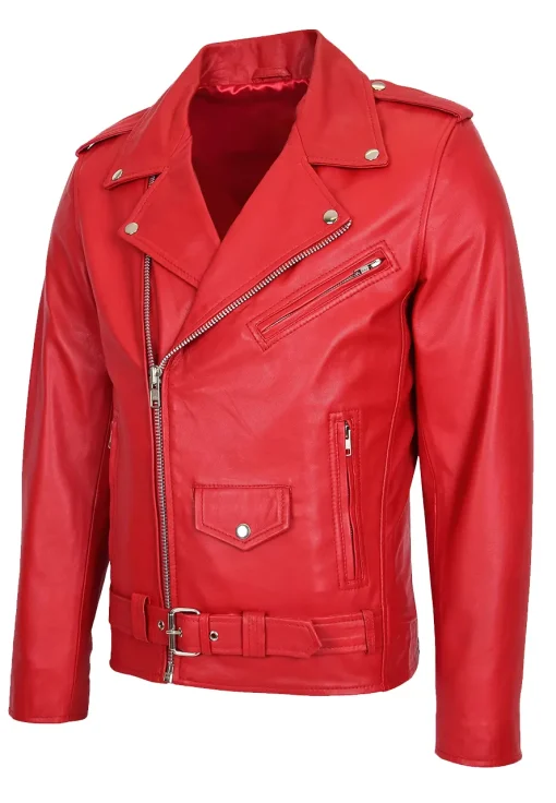 mens-brando-style-red-faux-leather-biker-jacket
