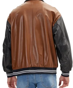 mens-brown-and-black-faux-leather-varsity-bomber-jacket
