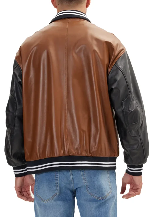 mens-brown-and-black-faux-leather-varsity-bomber-jacket