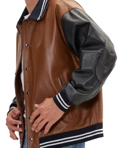 mens-brown-and-black-faux-leather-varsity-bomber-jacket