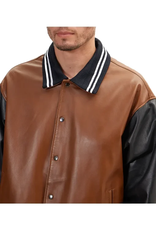 mens-brown-and-black-faux-leather-varsity-bomber-jacket